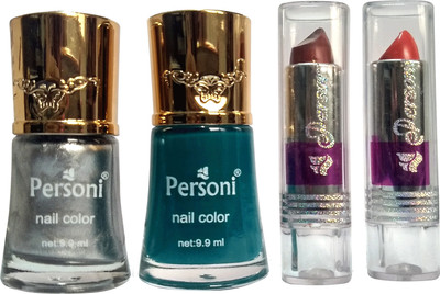 Personi Combo Set of 2 Nail Paints & 2 Lipsticks (set-2)(Set of 4)