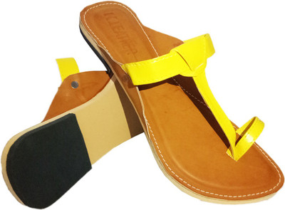 INDCROWN Women Yellow Flats