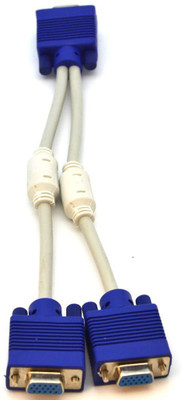 LipiWorld TV-out Cable VGA Y SPLITTER CABLE(Blue, White, For Computer)