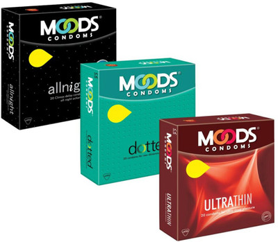 Moods Ultrathin, Dotted and Allnight Condom(Set of 3, 36S)