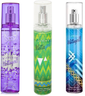 LAYERR WOTTAGIRL DEEP SPACE FRAGRANT BODY SPLASH + WOTTAGIRL MYSTIC SPELL BOUND FRAGRANT BODY SPLASH + WOTTAGIRL HEAVEN FRAGRANT BODY SPLASH Body Spray - For Women(135 ml, Pack of 3)
LAYERR WOTTAGIRL DEEP SPACE FRAGRANT BODY SPLASH + WOTTAGIRL MYSTIC SPELL BOUND FRAGRANT BODY SPLASH + WOTTAGIRL HEAVEN FRAGRANT BODY SPLASH Body Spray - For Women(135 ml, Pack of 3)
