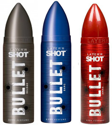 LAYERR SHOT BULLET RELOAD BODY PERFUME + SHOT BULLET BANG BODY PERFUME + SHOT BULLET AMMO BODY PERFUME Body Spray - For Men(135 ml)
LAYERR SHOT BULLET RELOAD BODY PERFUME + SHOT BULLET BANG BODY PERFUME + SHOT BULLET AMMO BODY PERFUME Body Spray - For Men(135 ml)