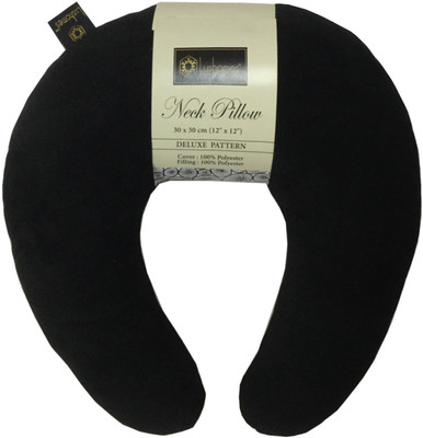 Lushomes Plain U-shaped Grey Neck pillow Neck Pillow(Black)