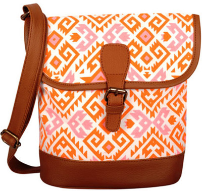 Kanvas Katha Women Casual Brown, Pink Canvas Sling Bag
