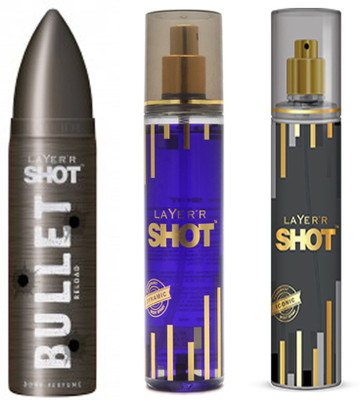 LAYERR SHOT ICONIC FRAGRANT BODY SPRAY + SHOT DYNAMIC FRAGRANT BODY SPRAY + SHOT BULLET AMMO BODY PERFUME Body Spray - For Men(135 ml, Pack of 3)
LAYERR SHOT ICONIC FRAGRANT BODY SPRAY + SHOT DYNAMIC FRAGRANT BODY SPRAY + SHOT BULLET AMMO BODY PERFUME Body Spray - For Men(135 ml, Pack of 3)