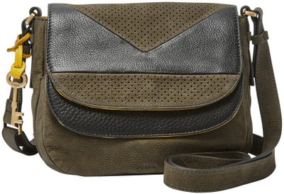 Fossil Women Casual Brown Genuine Leather Sling Bag