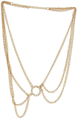 FAYON Funky Fashion Golden Three Layer Fashionable Hair Chain(Gold)