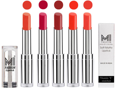 MI Fashion Pout-Perfect Creamy Matte Lipstick Set in 5 Vibrant Colours(Brick Red,Dark Magenta,Brown Sugar,Orange Crush,Coral Glamour)
MI Fashion Pout-Perfect Creamy Matte Lipstick Set in 5 Vibrant Colours(Brick Red,Dark Magenta,Brown Sugar,Orange Crush,Coral Glamour)