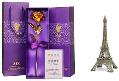Angels Store 24K Golden Rose Eiffel Tower with Gift Bax & carry Bag Decorative Showpiece - 5 cm(Gold Foil, Grey)
Angels Store 24K Golden Rose Eiffel Tower with Gift Bax & carry Bag Decorative Showpiece - 5 cm(Gold Foil, Grey)