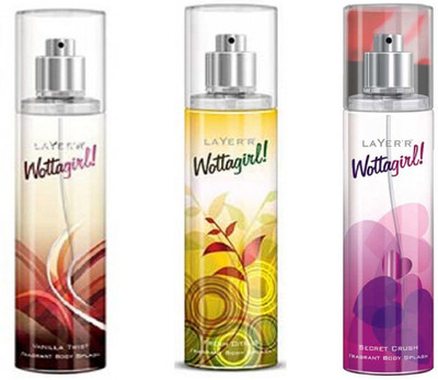 LAYERR WOTTAGIRL SECRET CRUSH FRAGRANT BODY SPLASH + WOTTAGIRL VANILLA TWIST FRAGRANT BODY SPLASH + WOTTAGIRL FRESH CITRUS FRAGRANT BODY SPLASH Body Spray - For Women(135 ml, Pack of 3)
LAYERR WOTTAGIRL SECRET CRUSH FRAGRANT BODY SPLASH + WOTTAGIRL VANILLA TWIST FRAGRANT BODY SPLASH + WOTTAGIRL FRESH CITRUS FRAGRANT BODY SPLASH Body Spray - For Women(135 ml, Pack of 3)
