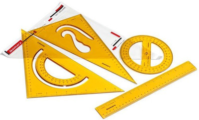Isomars Set Squares - Scholar - Set of 4 - Orange Ruler(Set of 4, Yellow)