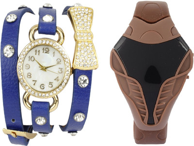 SOOMS BROWN COBRA DIGITAL BOYS WATCH WITH BLUE BO TIE BRACELET AND DIAMOND STUDDED ladies party wear Watch - For Women
SOOMS BROWN COBRA DIGITAL BOYS WATCH WITH BLUE BO TIE BRACELET AND DIAMOND STUDDED ladies party wear Watch - For Women