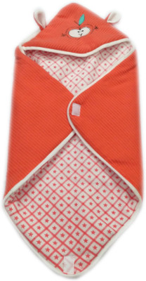 Squnibee Self Design Hooded Baby Blanket(Woollen Blend, Orange