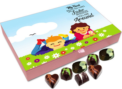 Chocholik Gift Box - My Heart Beats Ten Times Faster When You Are Around Chocolate Box - 12pc Truffles(144 g)
Chocholik Gift Box - My Heart Beats Ten Times Faster When You Are Around Chocolate Box - 12pc Truffles(144 g)