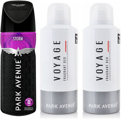 Park Avenue 1 Storm and 2 Voyage Deodorant Combo for Men (Pack of 3) Deodorant Spray - For Men(390 ml, Pack of 3)
Park Avenue 1 Storm and 2 Voyage Deodorant Combo for Men (Pack of 3) Deodorant Spray - For Men(390 ml, Pack of 3)