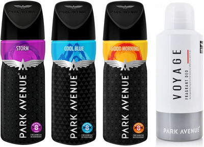 Park Avenue 1 Storm and 1 Cool Blue and 1 Good Morning and 1 Voyage Deodorant Combo for Men (Pack of 4) Deodorant Spray - For Men(520 ml, Pack of 4)
Park Avenue 1 Storm and 1 Cool Blue and 1 Good Morning and 1 Voyage Deodorant Combo for Men (Pack of 4) Deodorant Spray - For Men(520 ml, Pack of 4)