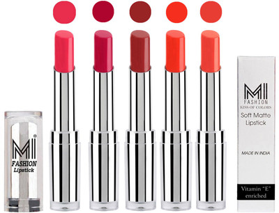 MI Fashion Pout-Perfect Creamy Matte Lipstick Set in 5 Vibrant Colours(Magenta,Dark Magenta,Brown Sugar,Orange Crush,Coral Glamour)
MI Fashion Pout-Perfect Creamy Matte Lipstick Set in 5 Vibrant Colours(Magenta,Dark Magenta,Brown Sugar,Orange Crush,Coral Glamour)