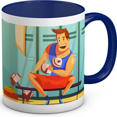 OyeHoe I Love to Workout Coffee Ceramic Mug(300 ml), Blue