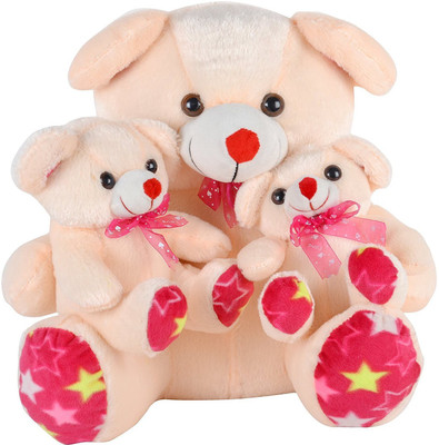 Tajpur Traders Mother Teddy Bear With Two Childrens - 38 cm(Cream)