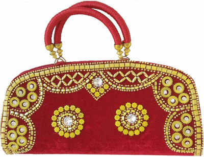 ALIVE Casual Red, Gold Clutch, Gold;red