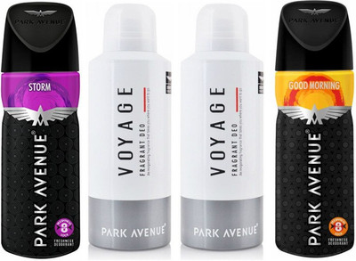 Park Avenue 1 Storm and 2 Voyage and 1 Good Morning Deodorant Combo for Men (Pack of 4) Deodorant Spray - For Men(520 ml, Pack of 4)
Park Avenue 1 Storm and 2 Voyage and 1 Good Morning Deodorant Combo for Men (Pack of 4) Deodorant Spray - For Men(520 ml, Pack of 4)
