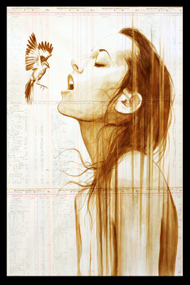 GIRL WITH BIRD WALL POSTER Paper Print(12 inch X 18 inch)
