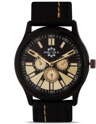 GEARZ Black Gold with Chrono Pattern Watch - For Men