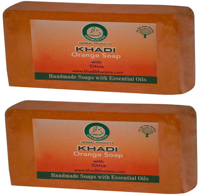 khadikhazana orange soap 125grams (pack of 2)(125 g, Pack of 2)