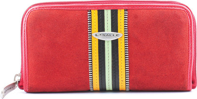 LASALLE Women Casual Red Genuine Leather Wallet(6 Card Slots)