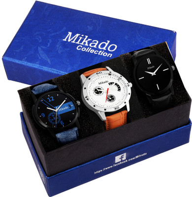 Mikado Multicolor Fashionable watches combo With high quality machine and genuine leather strap Watch - For Men
Mikado Multicolor Fashionable watches combo With high quality machine and genuine leather strap Watch - For Men