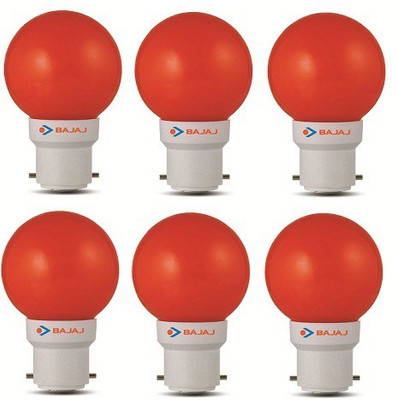 Bajaj 0.5 W Round B22 LED Bulb(Red, Pack of 6)