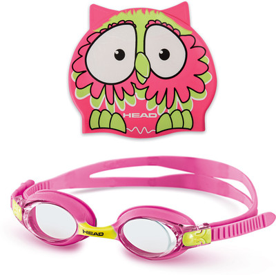 Head Meteor Goggle Cap Set Kids Swimming Goggles(Pink, Green), Green;pink