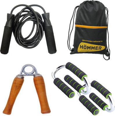 HOMMER S SHAPE PUSH UP BAR, WODDEN HAND GRIP, JUMPING ROPE, GYM BAG Gym & Fitness Kit
HOMMER S SHAPE PUSH UP BAR, WODDEN HAND GRIP, JUMPING ROPE, GYM BAG Gym & Fitness Kit