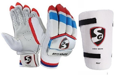 SG Combo of two, one pair of 'Super Club' batting gloves (Men's Right handed) and one 'Test' Elbow Guard (Men's) (Color On Availability) Cricket Kit
SG Combo of two, one pair of 'Super Club' batting gloves (Men's Right handed) and one 'Test' Elbow Guard (Men's) (Color On Availability) Cricket Kit