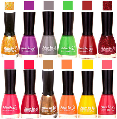 Fashion Bar Candy different Disco Shades Nail polish combo 1249 Multicolor(Pack of 12)
Fashion Bar Candy different Disco Shades Nail polish combo 1249 Multicolor(Pack of 12)