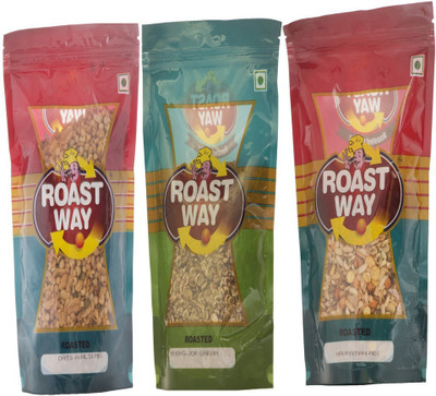 Roast Way Moong Jor Garam & Navratan Mix & Oats N Alsi Mix Roasted Namkeen(600 g, Pack of 3)