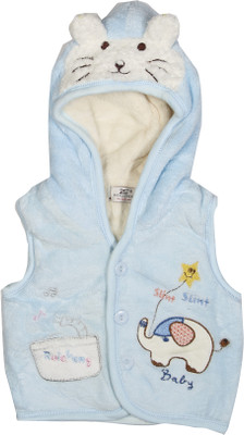 Camey Sleeveless Self Design Baby Boys Quilted Jacket, Light blue