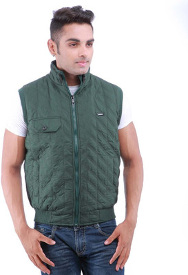 Oceanic Sleeveless Self Design Men's Jacket, Green