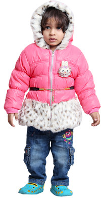 Tiny Toon Full Sleeve Printed Baby Girls Jacket, Red