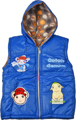 LOLLandofLittles Sleeveless Printed Baby Boys & Baby Girls Jacket, Blue