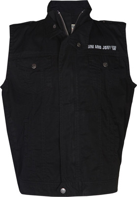 Gini & Jony Sleeveless Solid Baby Boys Jacket, Black