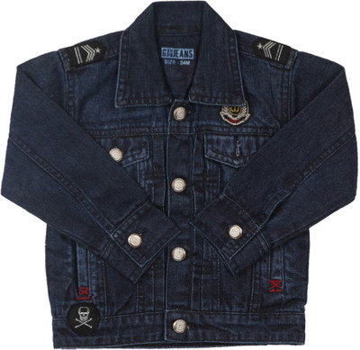 Gini & Jony Full Sleeve Solid Baby Boys Denim jacket, Denimx wash