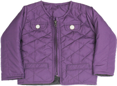 FS MINI KLUB Full Sleeve Checkered Baby Girls Jacket, Voilet