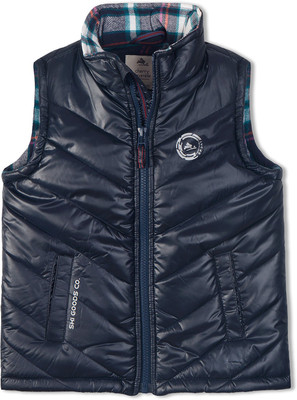 Cherry Crumble California Sleeveless Solid Baby Girls Jacket, Blue