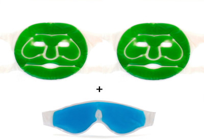 Healthllave 2 Cooling Gel Face Mask with Strap and 1 Eye Mask(Set of 3)