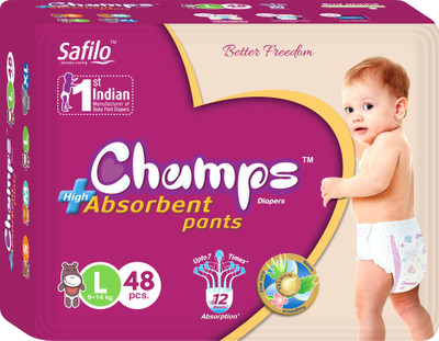 Champs champs High Absorbent Premium Pant Style Diaper | Premium Pant Diapers (Large, 48 Pieces) - L(48 Pieces)
Champs champs High Absorbent Premium Pant Style Diaper | Premium Pant Diapers (Large, 48 Pieces) - L(48 Pieces)