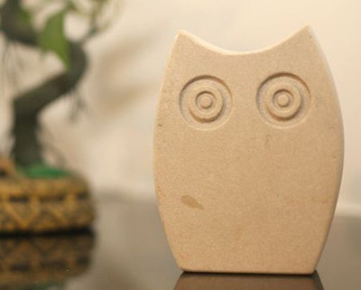 Organic Home Beige Decorative Owl Decorative Showpiece - 10 cm(Marble, Beige)