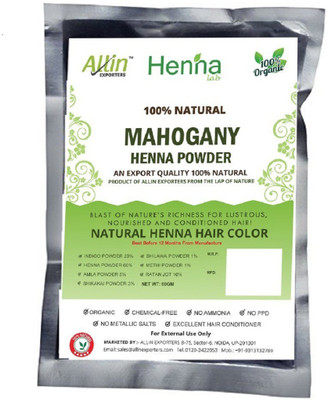 Allin Exporters Mahogany Henna Hair Color – 100% Organic and Chemical Free Henna for Hair Color Hair Care - ( 180 Gram = 3 Packet)(180 g)
Allin Exporters Mahogany Henna Hair Color – 100% Organic and Chemical Free Henna for Hair Color Hair Care - ( 180 Gram = 3 Packet)(180 g)