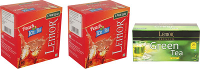 Lemor Combo of 2 Peach flavour Ice Tea (10 sachet) and 1 Pack of 25 Mint Tea Bags Box(45 Bags)
