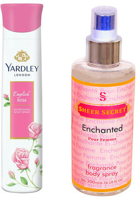 YARDLEY ENGLISH ROSE 150 ML with SHEER SECRET ENCHANTED WOMEN 200 ML(Set of 2)
YARDLEY ENGLISH ROSE 150 ML with SHEER SECRET ENCHANTED WOMEN 200 ML(Set of 2)